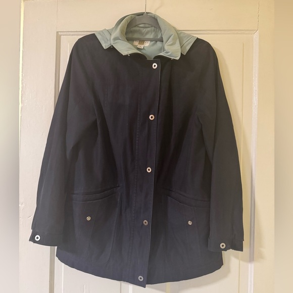 Gallery Blue Teal Full Zip Hidden Pockets Hooded Jacket• Small - Picture 7 of 9